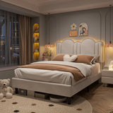 Twin/Full/Queen Bed Frame with Headboard&LED Lights