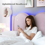 Twin/Full/Queen Bed Frame with Headboard&LED Lights