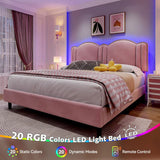 Twin/Full/Queen Bed Frame with Headboard&LED Lights