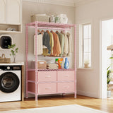 Raybee_Versatile_Clothes_Rack_with_Drawers--Pink