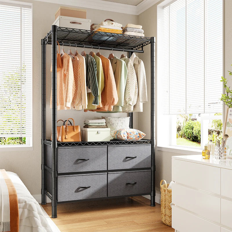 Raybee Portable Closet Organizer with 4 Drawers, Freestanding/Rolling – Reibii Raybee Portable Closet Organizer with 4 Drawers, Freestanding/Rolling – Reibii