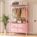 Raybee_clothes_rack_with_4_drawers--Pink