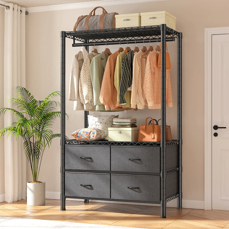 Raybee_clothes_rack_with_4_drawers