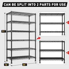 Reibii Tall Wire Shelving Units，Adjustable Outdoor Metal Shelves, Storage Shelves for Kitchen Pantry Dorm