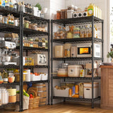 Reibii 21.6"W Storage Shelves, 5-Tier Adjustable Wire Shelving, Metal Rack for Kitchen Pantry Storage