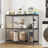 Reibii 3-Shlef Metal Shelves, Adjustable Steel Wire Shelving Units, Storage Rack for Kitchen Pantry Closet Dorm