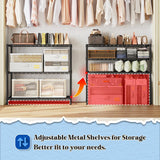 Reibii 3-Shlef Metal Shelves, Adjustable Steel Wire Shelving Units, Storage Rack for Kitchen Pantry Closet Dorm