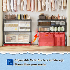 Reibii 3-Shlef Metal Shelves, Adjustable Steel Wire Shelving Units, Storage Rack for Kitchen Pantry Closet Dorm