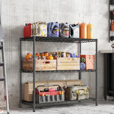Reibii 3-Shlef Metal Shelves, Adjustable Steel Wire Shelving Units, Storage Rack for Kitchen Pantry Closet Dorm