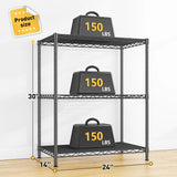 Reibii 3-Tier Wire Shelving Units, Adjustable Metal Shelving Rack, Freestanding Shelves for Kitchen Pantry Closet