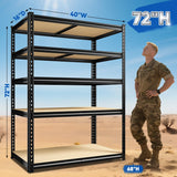 Reibii 40”W Storage Shelves, Heavy Duty Garage Shelving Load 2,500lbs , Metal Shelves for Pantry Kitchen Basement Closet