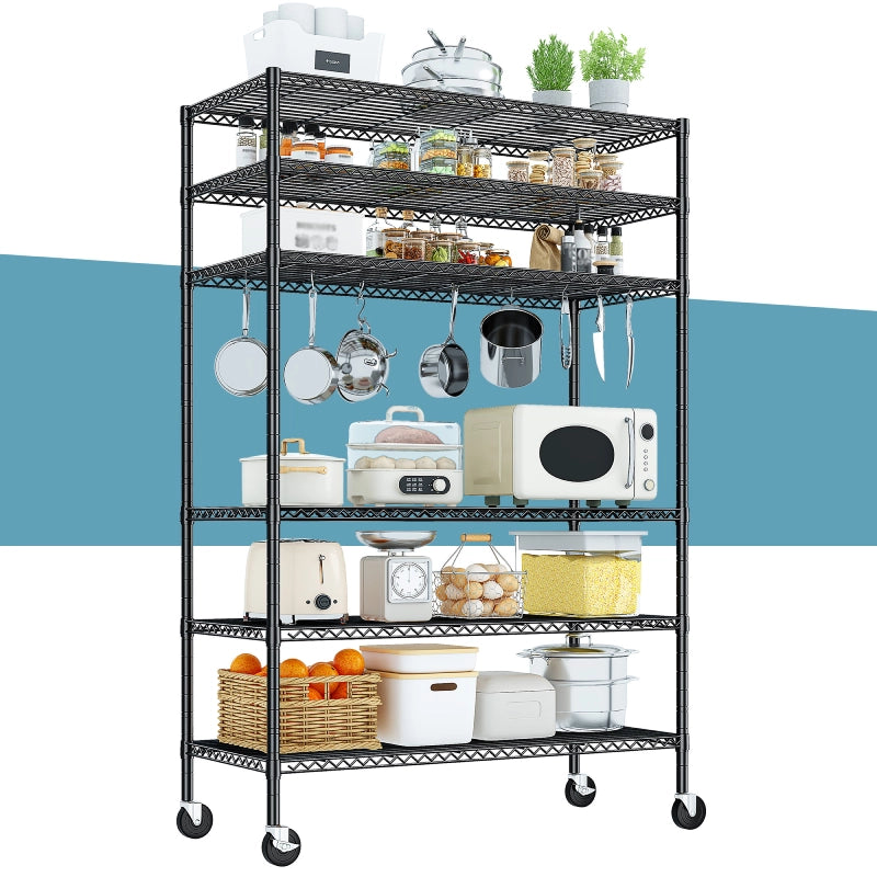 Reibii45Wx82H6-TierWireShelvingwithWheels