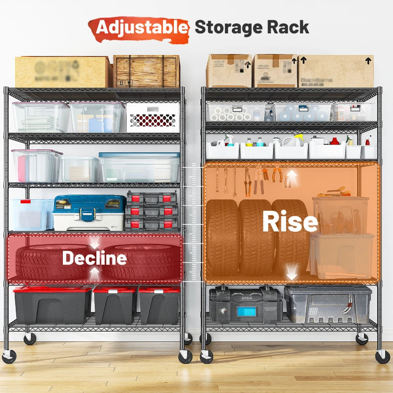 Reibii45Wx82HCustomizableWireShelvingwithWheels
