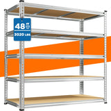 Reibii 48”W galvanized Shelving Units, 3020lbs Heavy Duty Garage Storage Shelves for Pantry Kitchen Commercial