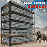 Reibii 55"W Boltless Shelving Units, 6-Tier Heavy Duty Freestanding Garage Shelves Load 3060lbs, Steel Storage Racks for Pantry Basement Commercial