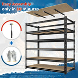Reibii 55"W Boltless Shelving Units, 6-Tier Heavy Duty Freestanding Garage Shelves Load 3060lbs, Steel Storage Racks for Pantry Basement Commercial