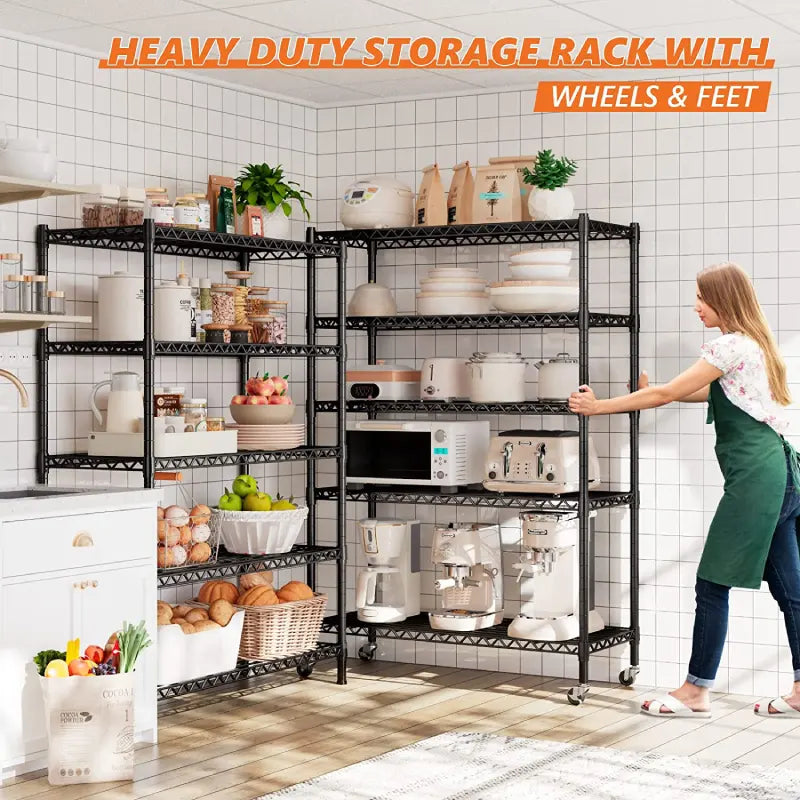 Heavy duty storage shop shelves with wheels