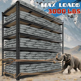 Reibii 59.8”W Garage Storage Shelves, 6-Tier Heavy Duty Metal Shelving Racks Load 3000lbs, Pantry Shelves for Kitchen Commercial