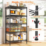 Reibii 21.6"W Storage Shelves, 5-Tier Adjustable Wire Shelving, Metal Rack for Kitchen Pantry Storage