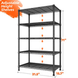 Reibii Tall Wire Shelving Units，Adjustable Outdoor Metal Shelves, Storage Shelves for Kitchen Pantry Dorm