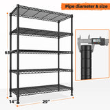 Reibii Tall Wire Shelving Units，Adjustable Outdoor Metal Shelves, Storage Shelves for Kitchen Pantry Dorm