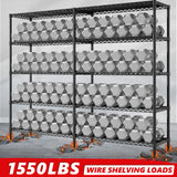 REIBII 62"W Wire Shelving Units Load 1550LBS, 5-Tier Metal L Shaped Shelves, Adjustable Shelving Rack for Pantry Kitchen Closet