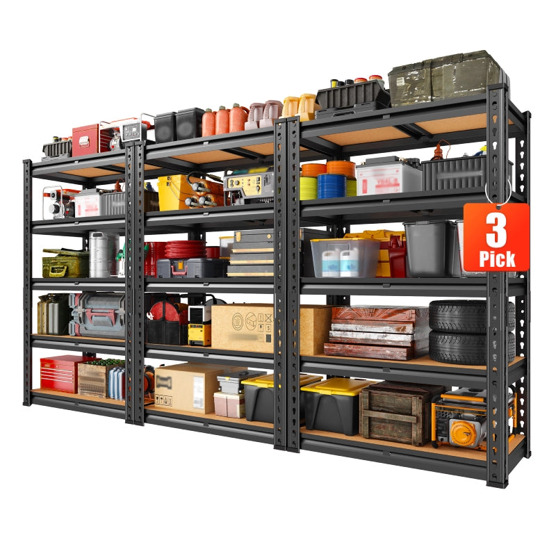 REIBII 5-Tier 28" W Metal Shelving Unit, 2020 lbs Capacity Boltless Storage Rack for Garage, Pantry, Kitchen, Basement – Adjustable Shelf, Small Space Solution with Wall Anchors