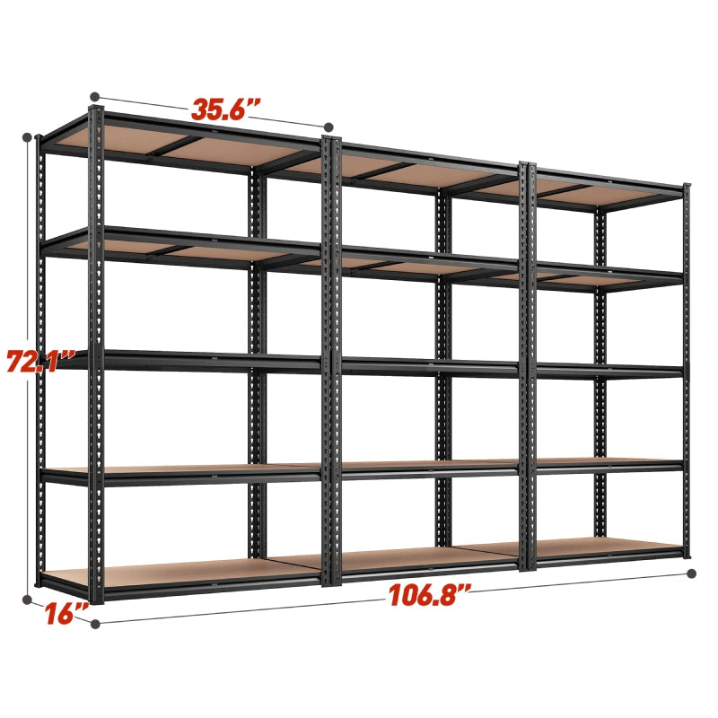 Reibii 5-Tier Boltless Shelving Units, 2020 lbs Adjustable Steel Garag