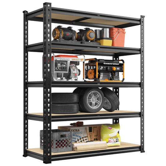 REIBII 35.5"W Garage Storage Shelves, 5-Tier Metal Shelving Unit with 2020 LBS Capacity, Adjustable Storage Rack for Pantry, Closet, Basement & Utility Room 800