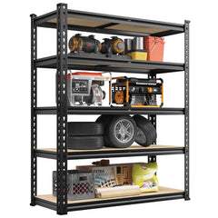 REIBII 35.5"W Garage Storage Shelves, 5-Tier Metal Shelving Unit with 2020 LBS Capacity, Adjustable Storage Rack for Pantry, Closet, Basement & Utility Room