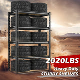 REIBII Storage Shelves Load 2020lbs, 5-Tier Adjustable Metal Shelving Units, Shelving Rack for Closet Kitchen Pantry