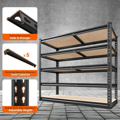 Reibii 5-Tier 40" W Metal Shelving for Garage, 2500lbs Heavy Duty Storage Shelves, Adjustable Shelf for Closet, Warehouse, Commercial