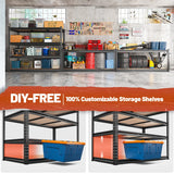 REIBII 48" W Freestanding Shelves, 2550 lbs Heavy Duty Steel Shelving Racks, Adjustable Storage Rack for Garage Kitchen Pantry
