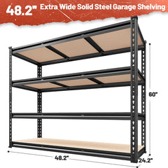 REIBII 48" W x 24" D Garage Storage Shelves, 2150 lbs Heavy Duty Metal Shelving Racks, Adjustable Storage Rack for Garage Kitchen Pantry