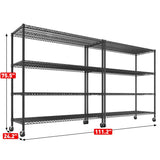 Reibii 75.6"H x 56"W Heavy Duty Wire Shelving with Wheels, 2550 lbs Adjustable Metal Storage Shelves for Garage Closet Commercial