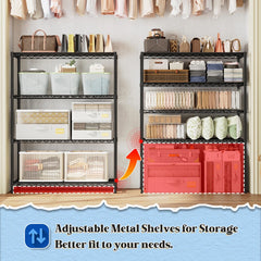 Reibii 4‑Shelf Steel Wire Shelving Unit Adjustable Metal Storage Rack for Kitchen Pantry Closet Dorm Bedroom Organization