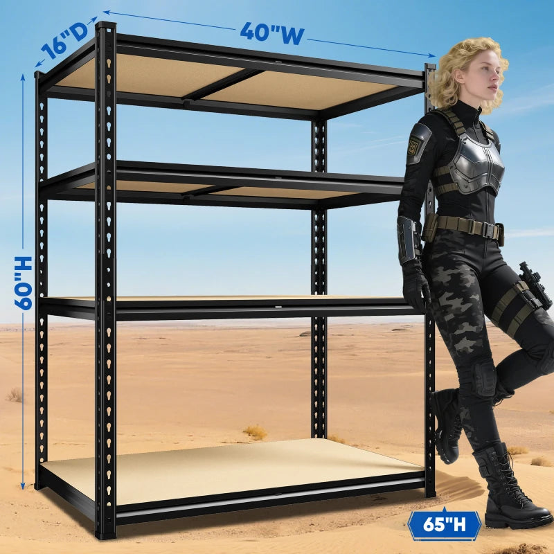 Reibii 40”W Storage Shelves, Heavy Duty Garage Shelving Load 2,500lbs , Metal Shelves for Pantry Kitchen Basement Closet
