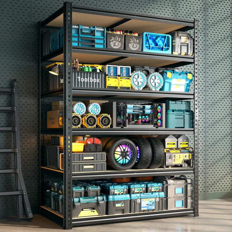 Reibii 40”W Storage Shelves, Heavy Duty Garage Shelving Load 2,500lbs , Metal Shelves for Pantry Kitchen Basement Closet