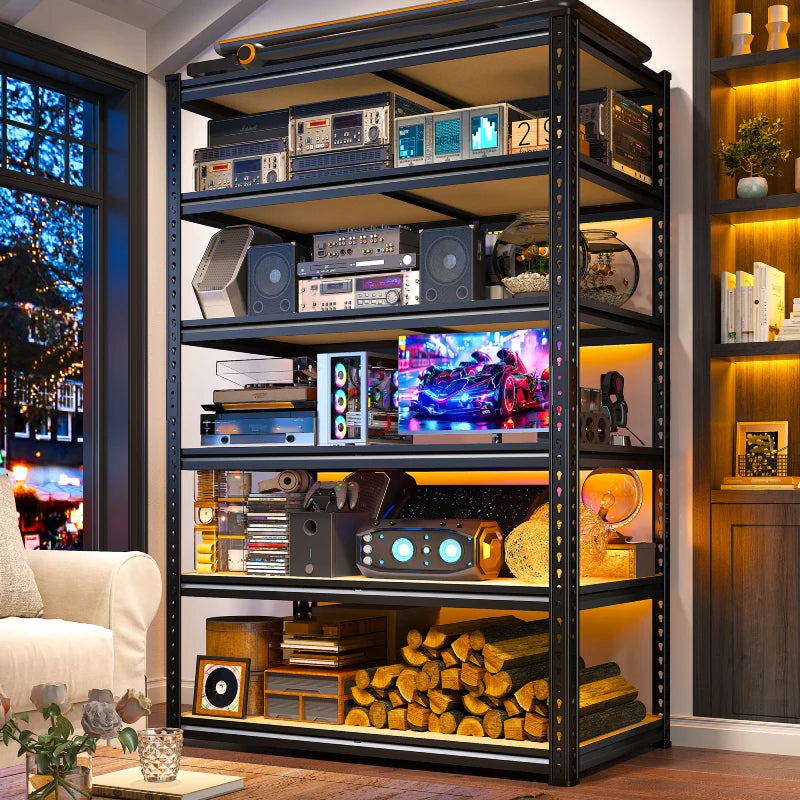 Reibii 40”W Storage Shelves, Heavy Duty Garage Shelving Load 2,500lbs , Metal Shelves for Pantry Kitchen Basement Closet