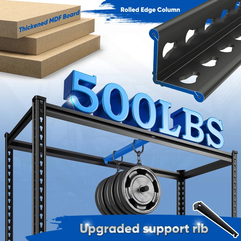 Reibii 40”W Storage Shelves, Heavy Duty Garage Shelving Load 2,500lbs , Metal Shelves for Pantry Kitchen Basement Closet