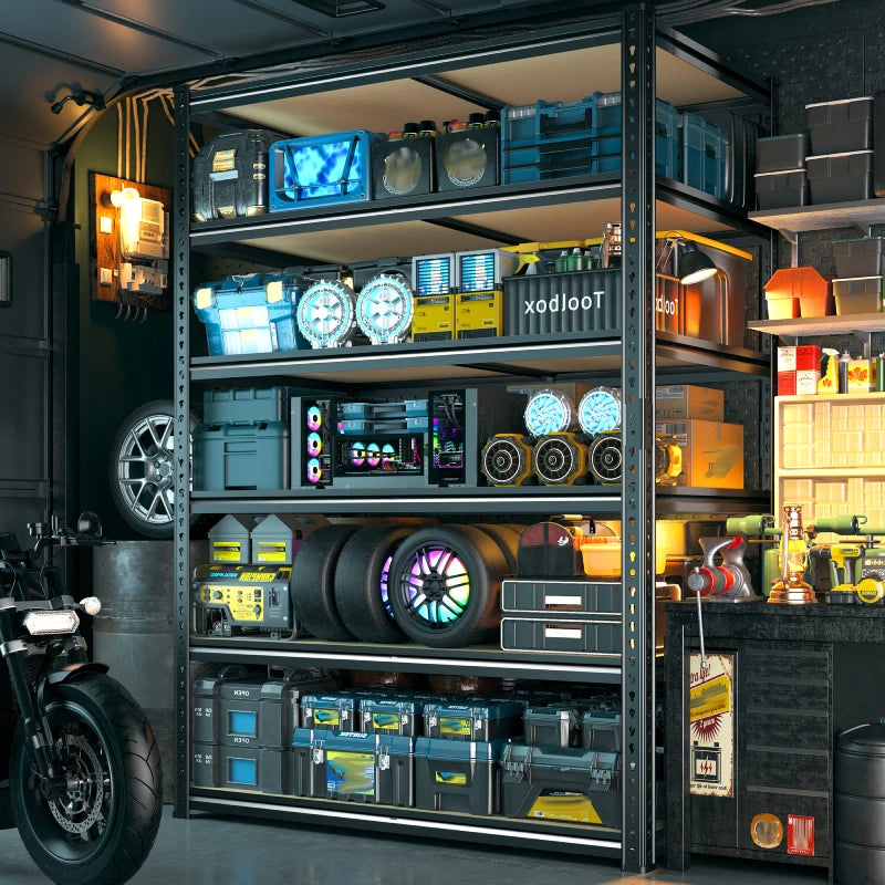 Reibii 40”W Storage Shelves, Heavy Duty Garage Shelving Load 2,500lbs , Metal Shelves for Pantry Kitchen Basement Closet