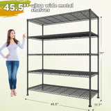 REIBII 45.5" W Wire Shelving, 5-Tier Adjusatble Storage Shelves, Metal Storage Rack for Pantry Kitchen Commercial