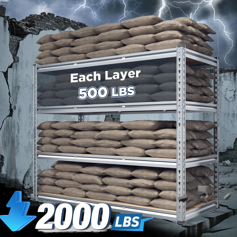 Reibii 48”W galvanized Shelving Units, 3020lbs Heavy Duty Garage Storage Shelves for Pantry Kitchen Commercial