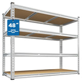Reibii 48”W galvanized Shelving Units, 3020lbs Heavy Duty Garage Storage Shelves for Pantry Kitchen Commercial
