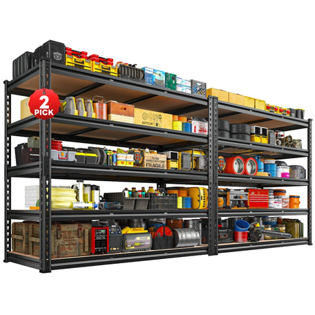 Reibii 48.2″ W × 24″ D Heavy Duty Garage Shelving Units Load 3000LBS, Adjustable Steel Shelves for Garage Basement Warehouse