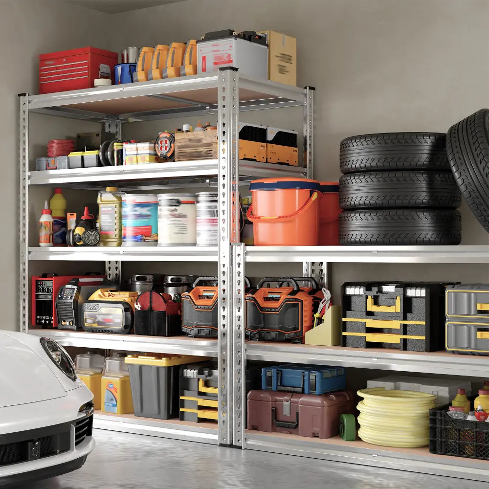 Reibii 5-Tier 40 in. W Metal Shelving for Garage, 2500lbs Heavy Duty Storage Shelves, Adjustable Shelf for Closet, Warehouse, Commercial