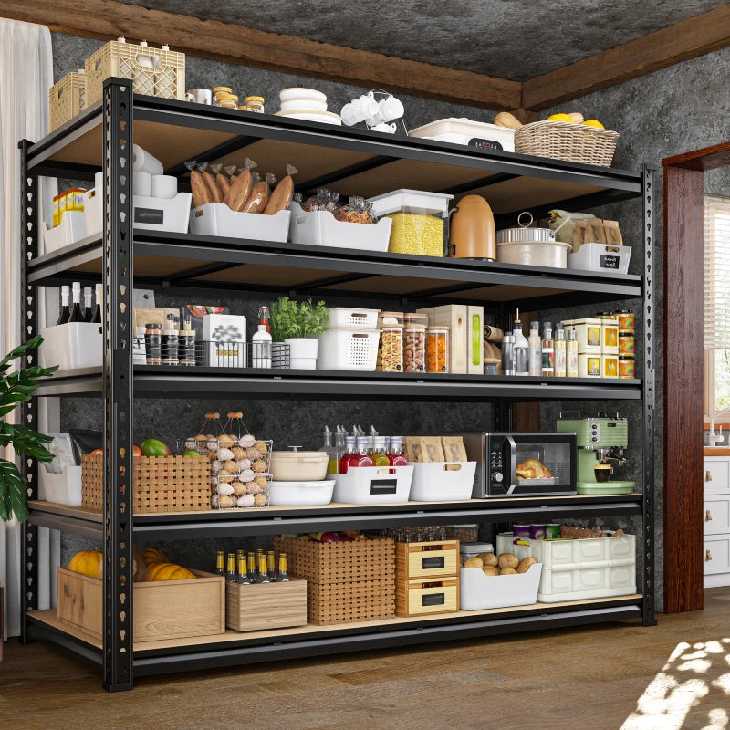 Reibii 59.8”W Garage Storage Shelves, 6-Tier Heavy Duty Metal Shelving Racks Load 3000lbs, Pantry Shelves for Kitchen Commercial