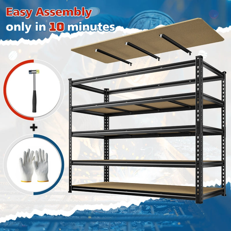 Reibii 59.8”W Garage Storage Shelves, 6-Tier Heavy Duty Metal Shelving Racks Load 3000lbs, Pantry Shelves for Kitchen Commercial