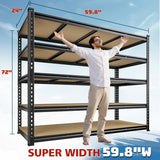 Reibii 59.8”W Garage Storage Shelves, 6-Tier Heavy Duty Metal Shelving Racks Load 3000lbs, Pantry Shelves for Kitchen Commercial