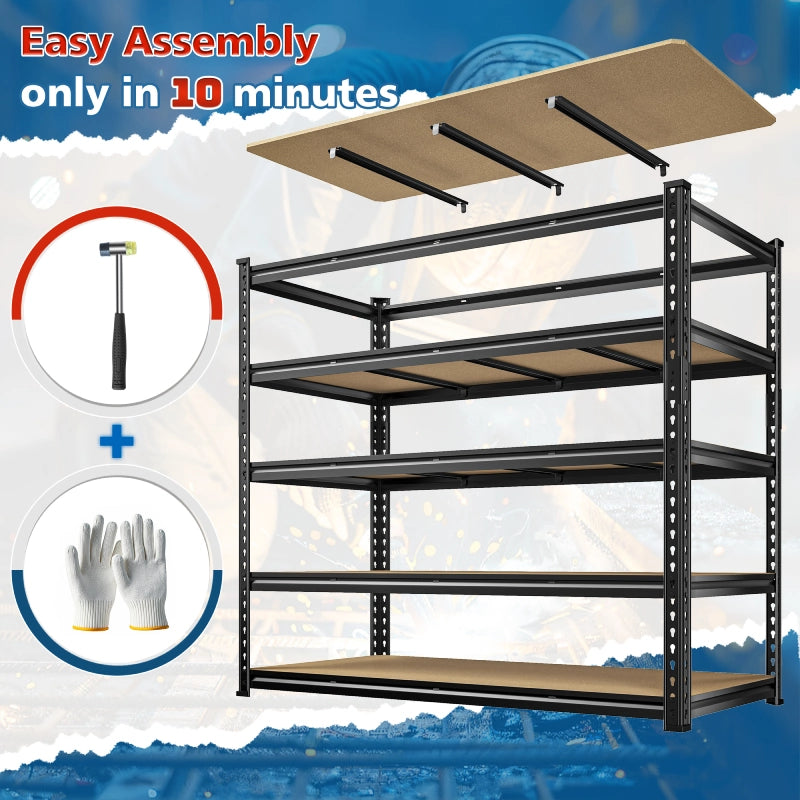 Reibii 55"W Boltless Shelving Units, 6-Tier Heavy Duty Freestanding Garage Shelves Load 3060lbs, Steel Storage Racks for Pantry Basement Commercial